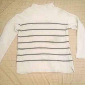 Massimo Dutti oversized boxy wool blend sweater black off white cream Medium